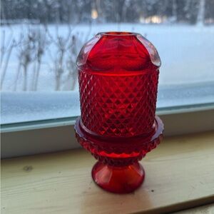 Vintage Viking Red Glass Fairy Lamp